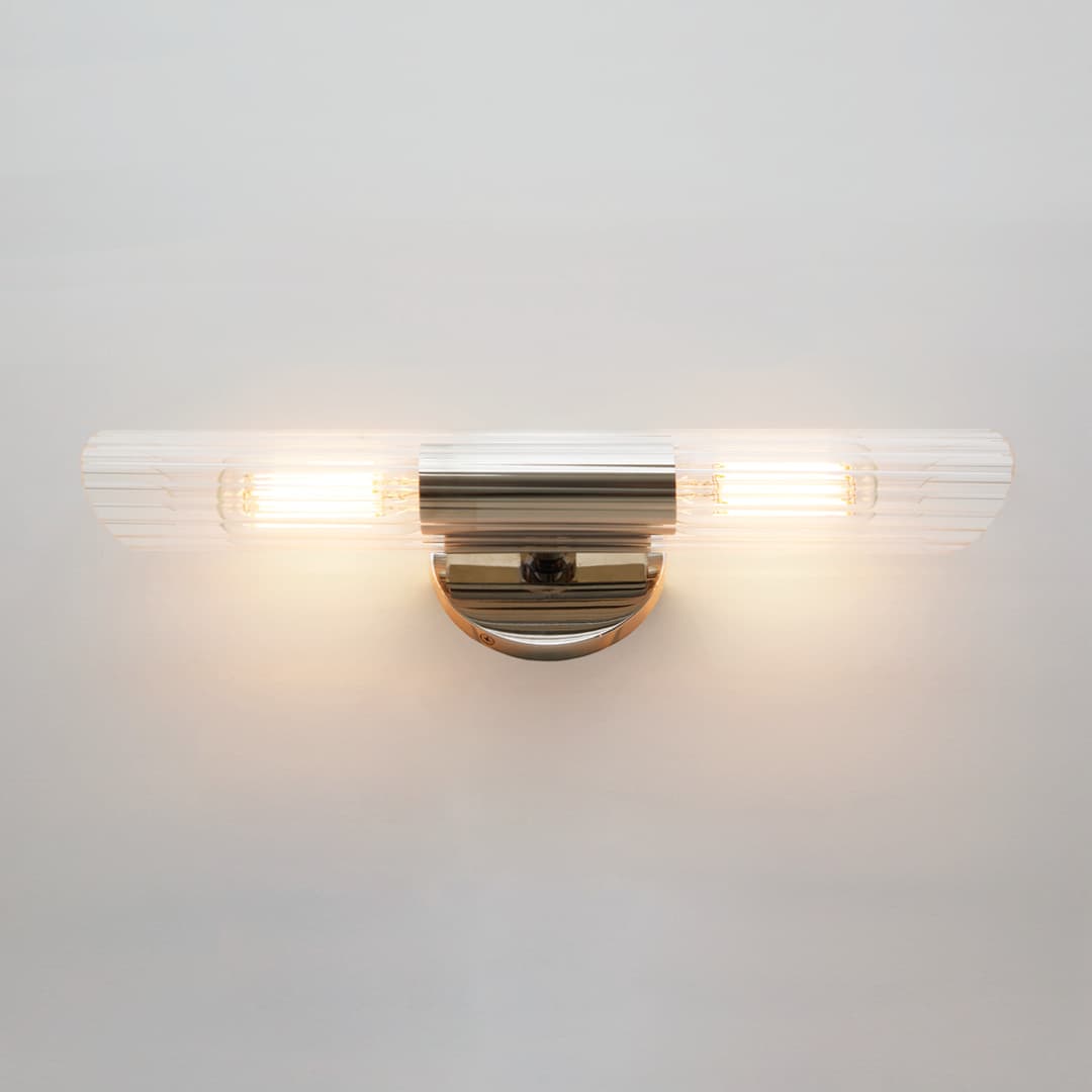 Bay 2 Light Glass Wall Light - Small in Polished Nickel-img-2