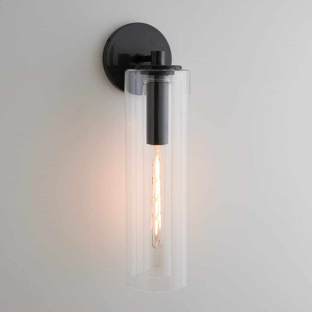 Lidy 1 Light Glass Wall Light - Long in Dark Bronze-img-2
