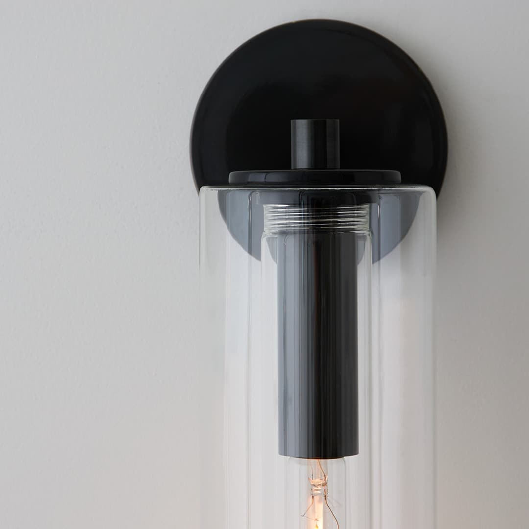 Lidy 1 Light Glass Wall Light - Long in Dark Bronze-img-3
