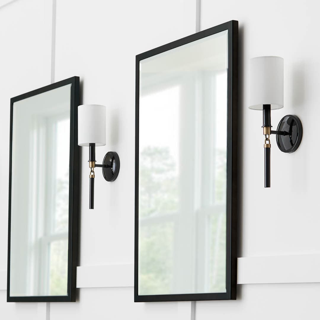 Colton 1 Light Wall Light in Gloss Black & Aged Brass-img-1