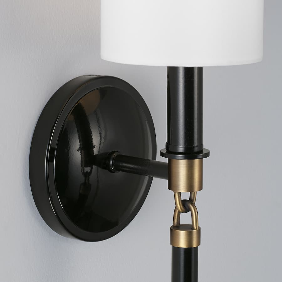 Colton 1 Light Wall Light in Gloss Black & Aged Brass-img-3