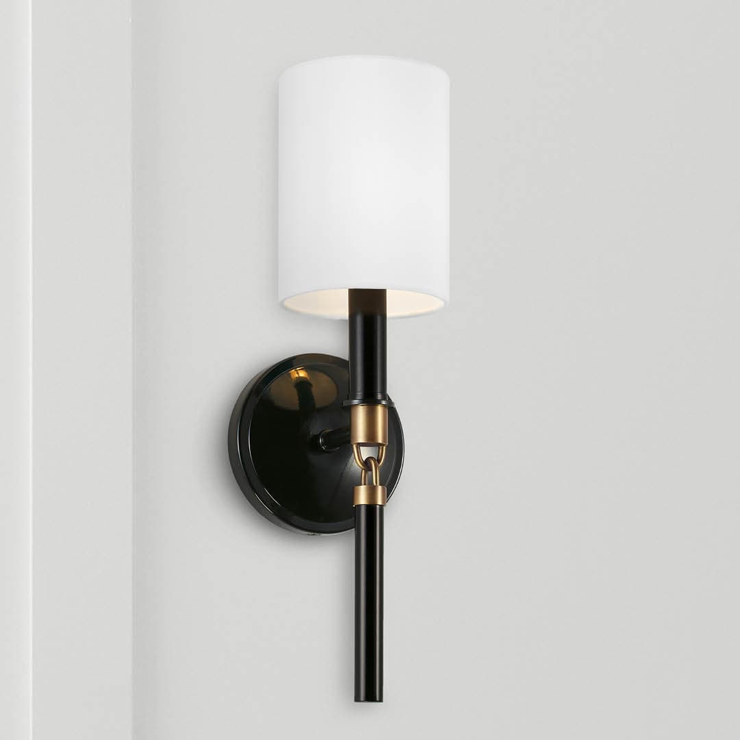 Colton 1 Light Wall Light in Gloss Black & Aged Brass-img-4