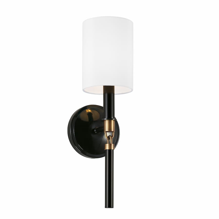 Colton 1 Light Wall Light in Gloss Black & Aged Brass-img-5