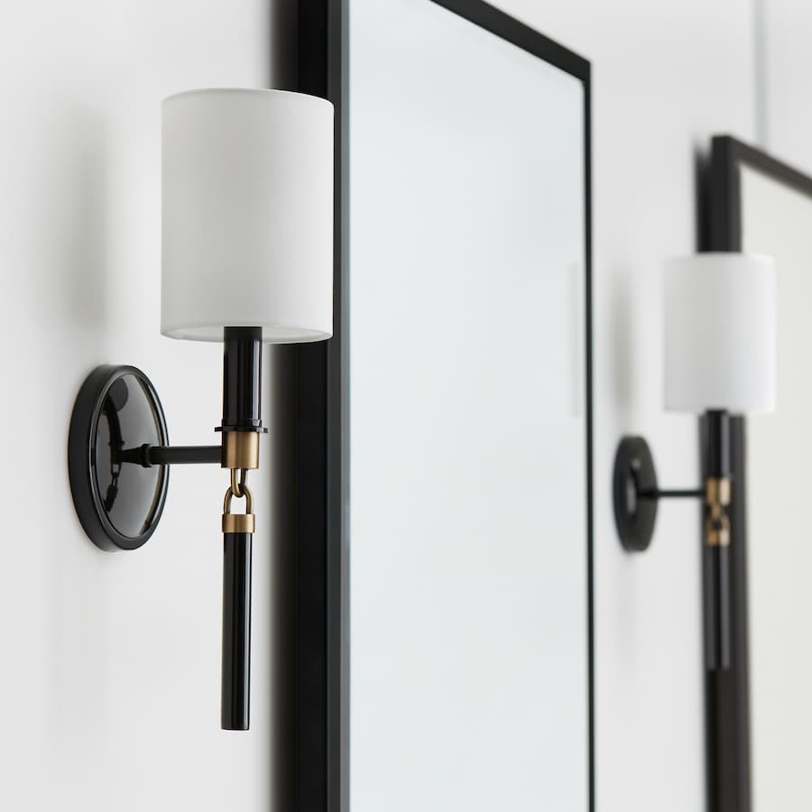 Colton 1 Light Wall Light in Gloss Black & Aged Brass-img-7
