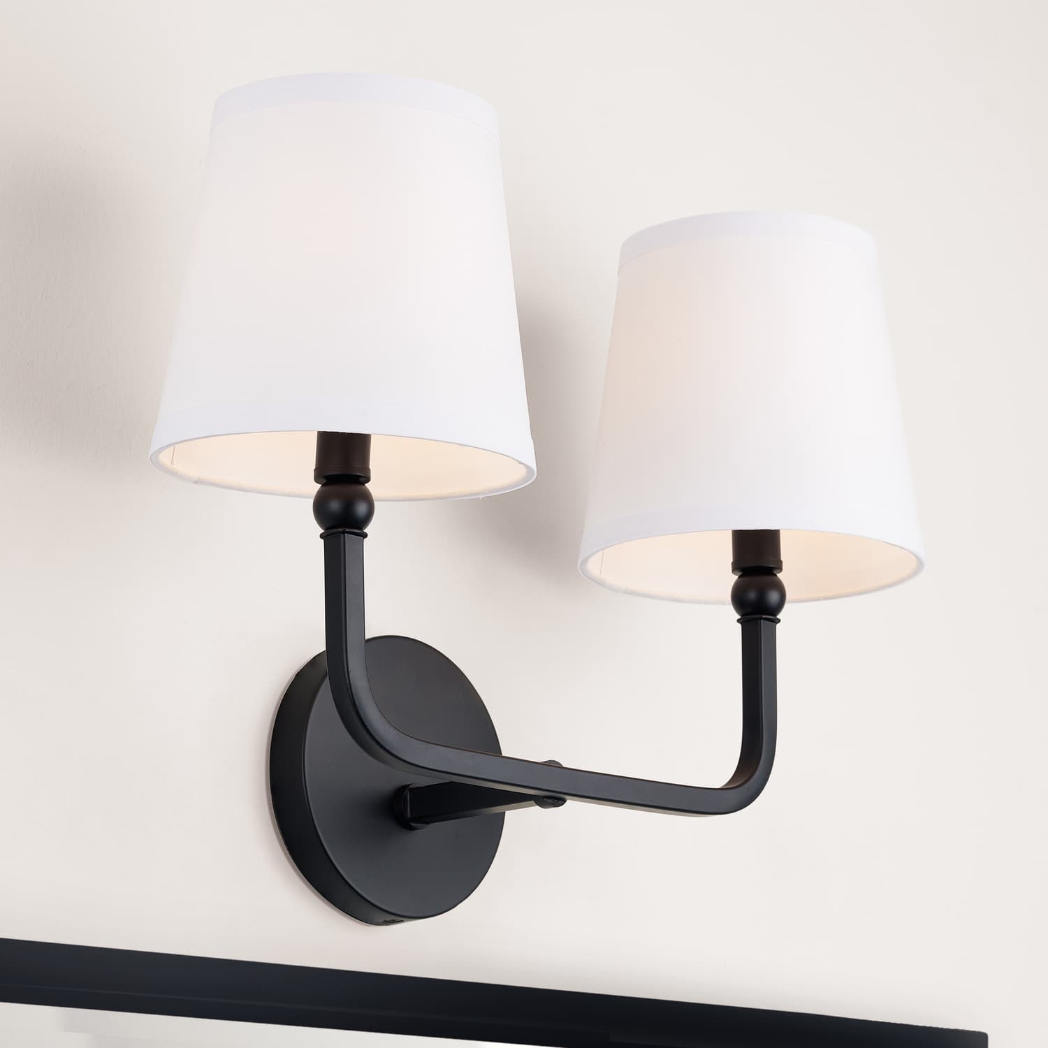 Peyton 2 Light Wall Light in Matte Black-img-3