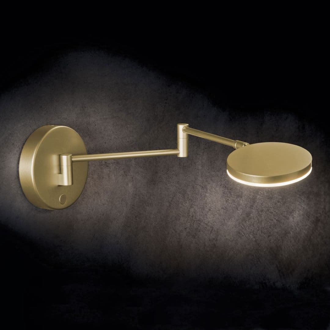 Plano LED Swing Arm Wall Light in Satin Brass-img-1