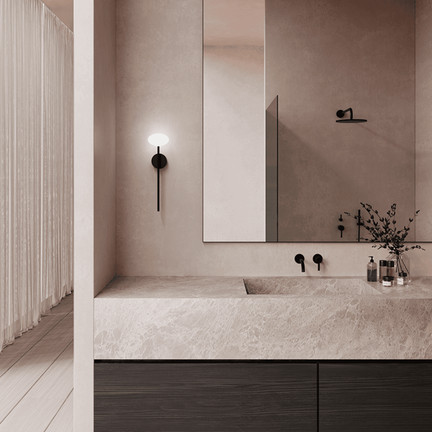 Koko Glass Wall Light in Black-img-2