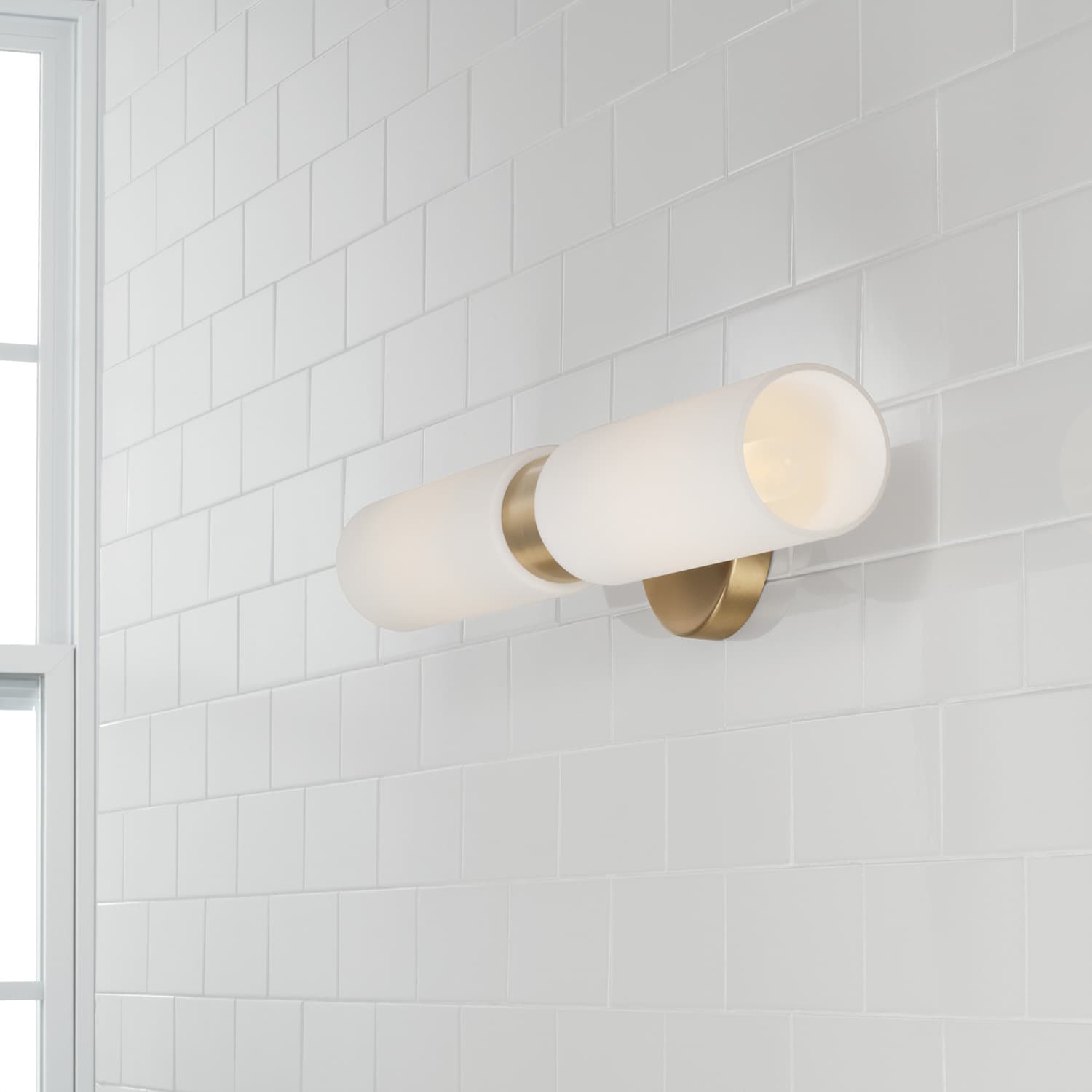 Ping 2 Light Wall Sconce in Aged Brass-img-3