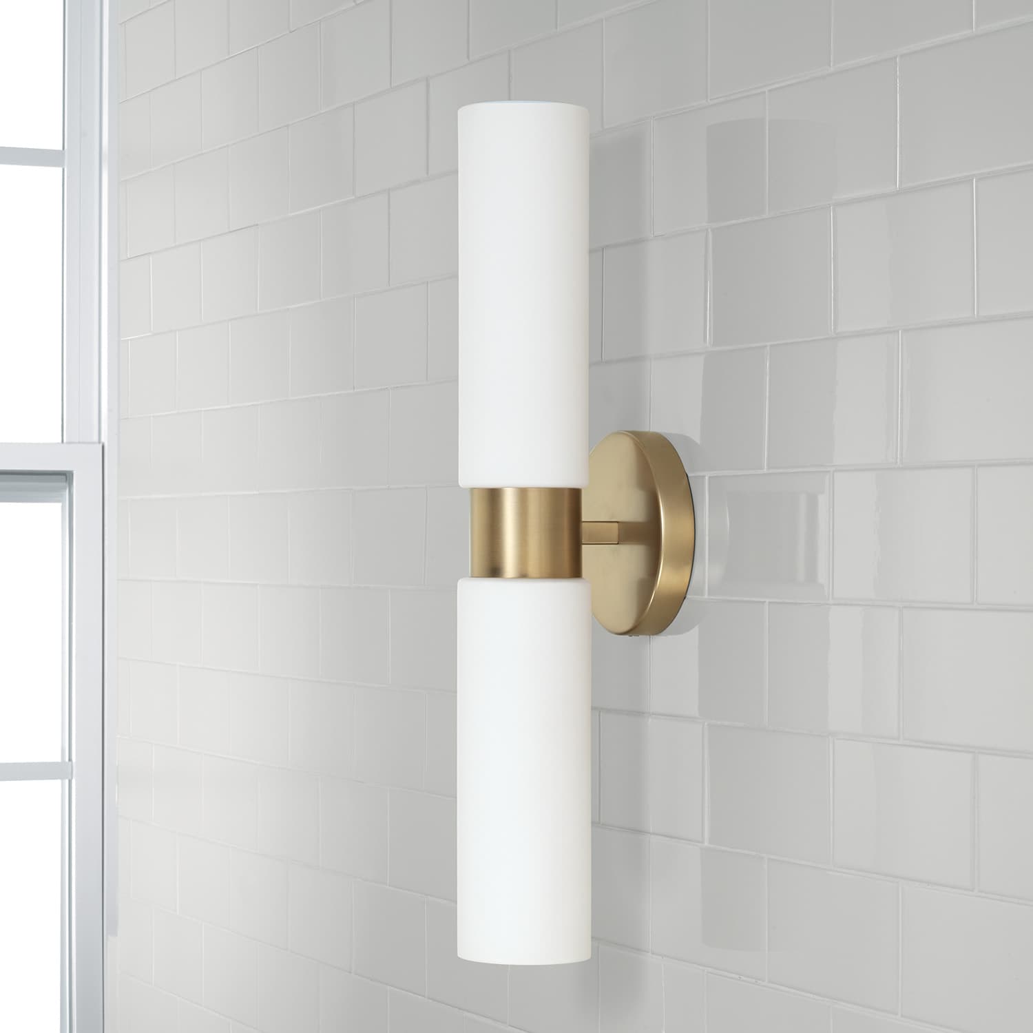 Ping 2 Light Wall Sconce in Aged Brass-img-7