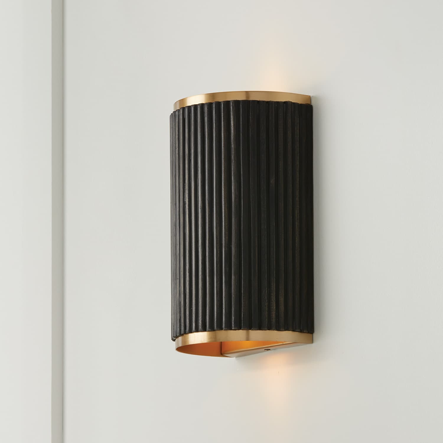 Cody 2 Light Wall Sconce In Black Stain & Matte Brass-img-2