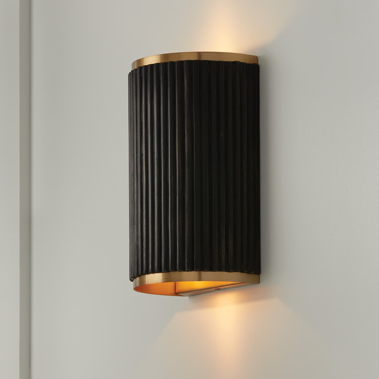 Cody 2 Light Wall Sconce In Black Stain & Matte Brass-img-5