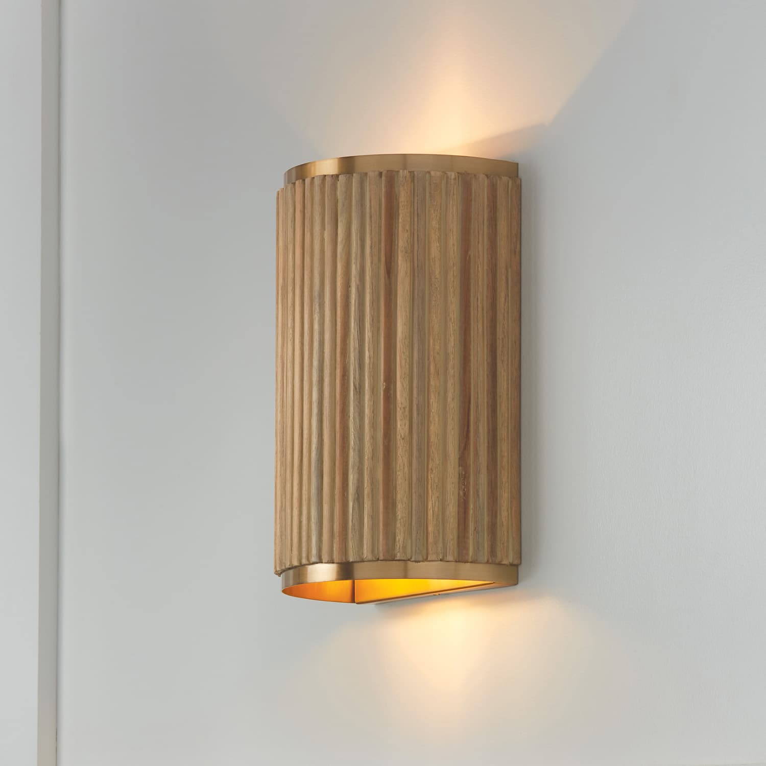 Cody 2 Light Wall Sconce In White Wash & Matte Brass-img-1