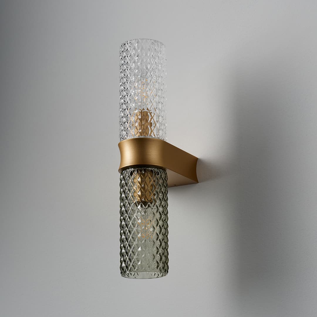 Primo 2 Light Wall Light in Brushed Gold & Clear Glass-img-4