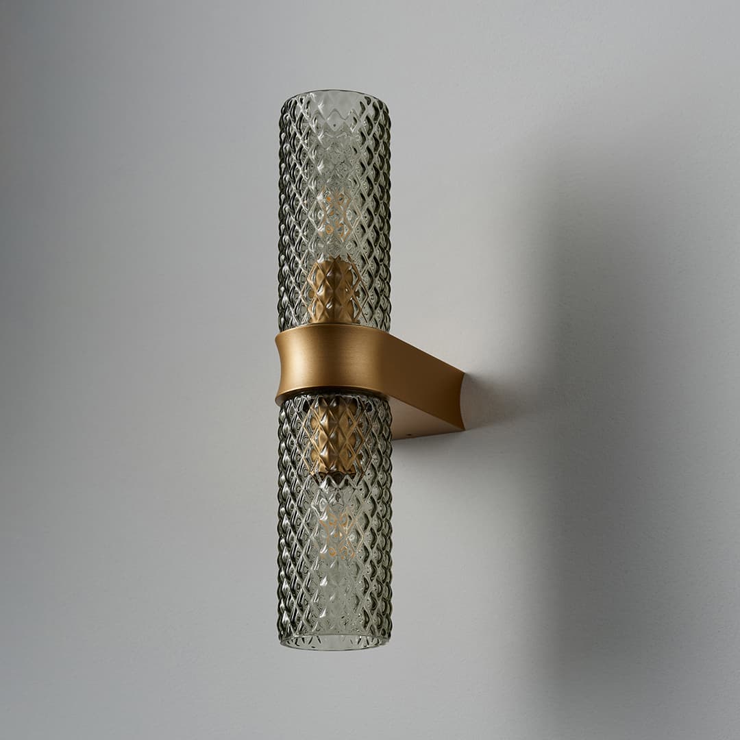 Primo 2 Light Wall Light in Brushed Gold & Clear Glass-img-6