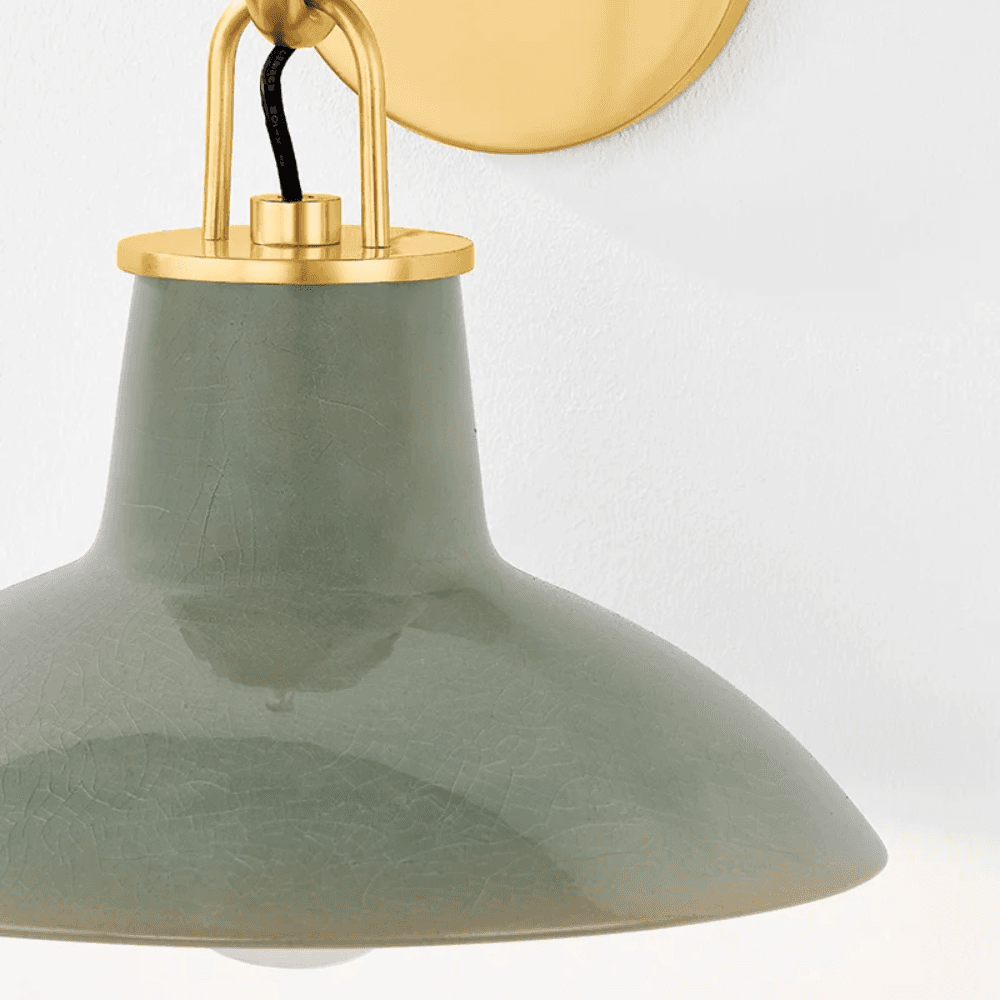 Potter 1 Light Wall Light In Aged Brass & Ceramic Moss Crackle-img-3