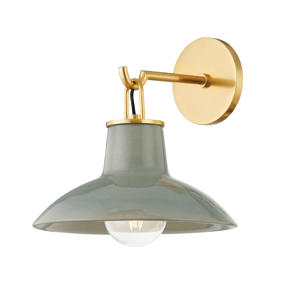 Potter 1 Light Wall Light In Aged Brass & Ceramic Moss Crackle-img-4