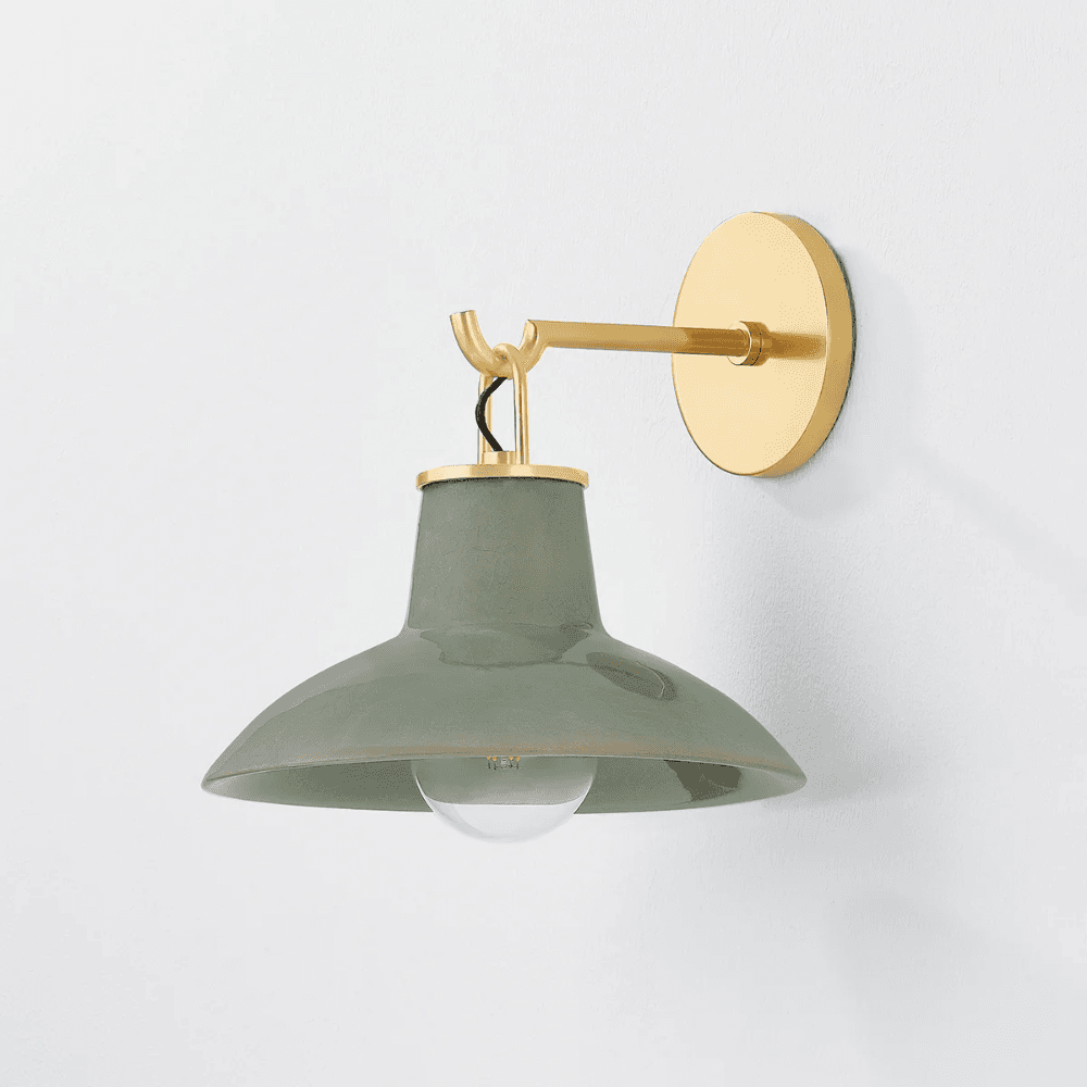 Potter 1 Light Wall Light In Aged Brass & Ceramic Moss Crackle-img-5