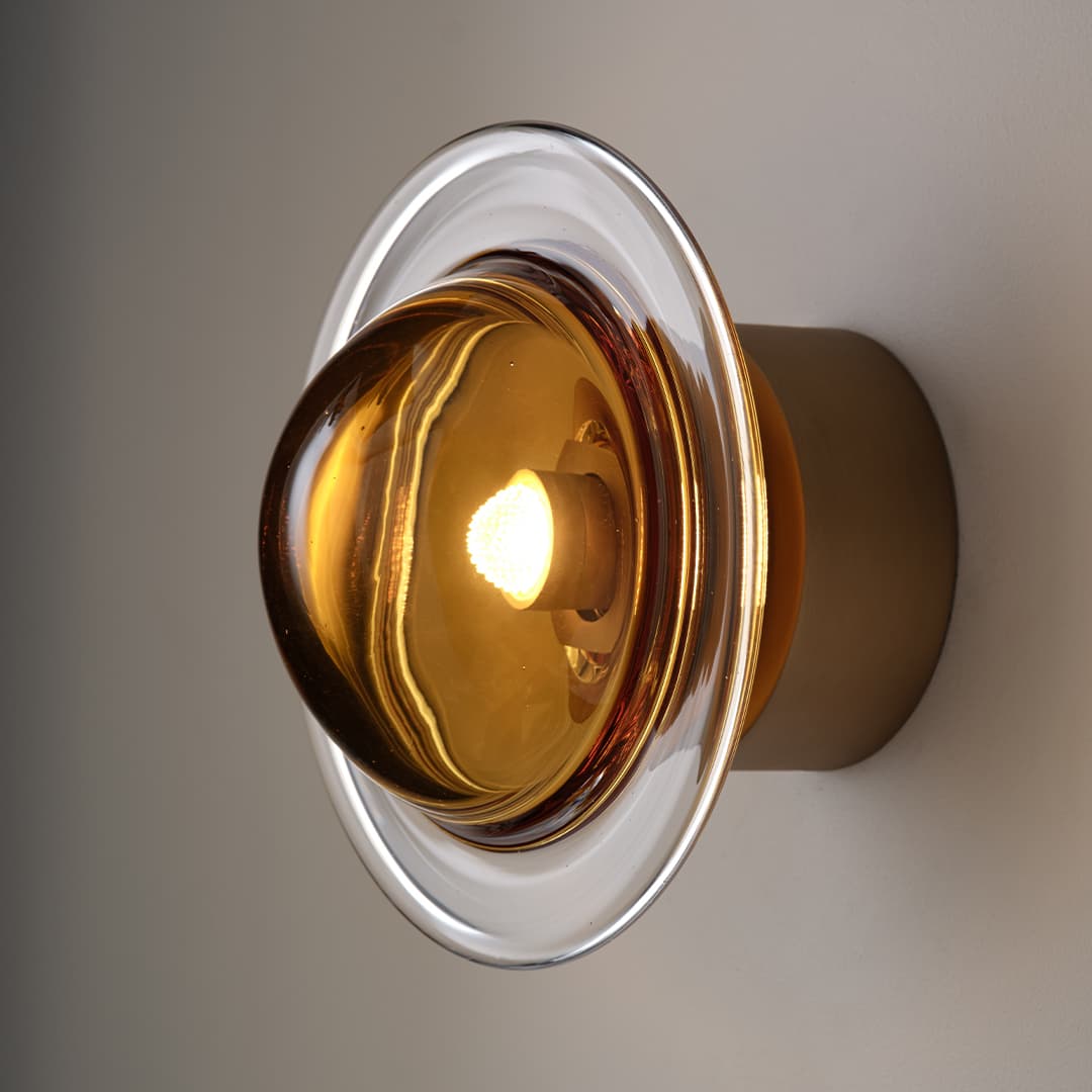 Aqua LED Glass Wall Light - 200mm in Aged Brass-img-2