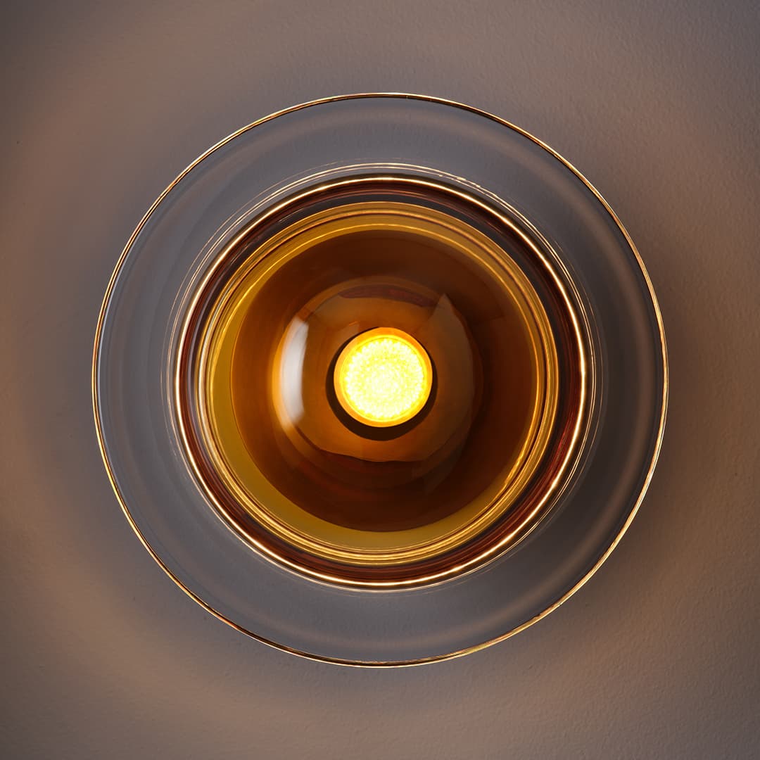 Aqua LED Glass Wall Light - 200mm in Aged Brass-img-3